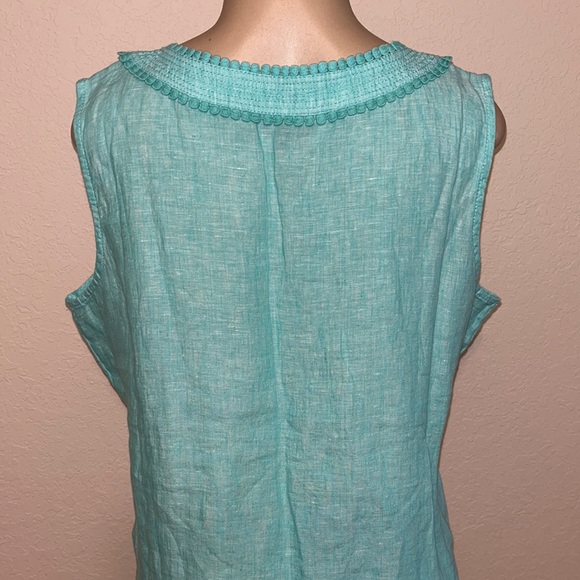 Talbots Gorgeous Turquoise Linen Sleeveless Blouse - Picture 6 of 6